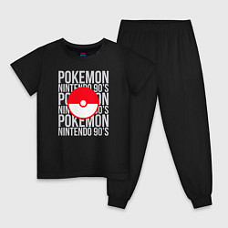 Пижама хлопковая детская Pokemon NINTENDO 90S, цвет: черный