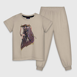 Пижама хлопковая детская Скарамучча, цвет: миндальный