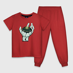 Пижама хлопковая детская НЛО, цвет: красный