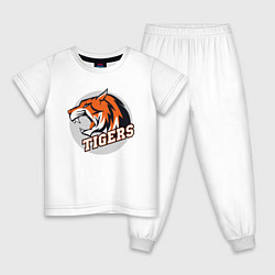Пижама хлопковая детская Sport Tigers, цвет: белый