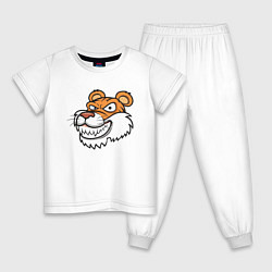 Пижама хлопковая детская Хитрый Тигр, цвет: белый