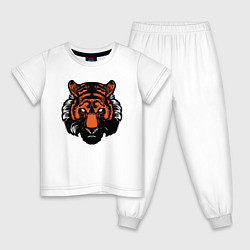 Пижама хлопковая детская Bad Tiger, цвет: белый