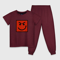 Пижама хлопковая детская BON JOVI HAVE A NICE DAY SMILE LOGO, цвет: меланж-бордовый