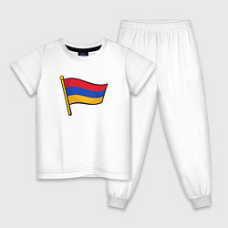 Пижама хлопковая детская Флаг Армении, цвет: белый
