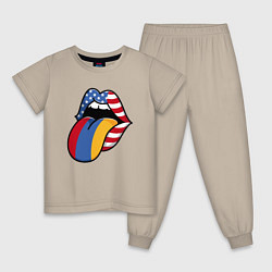 Пижама хлопковая детская Армения - США, цвет: миндальный