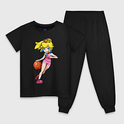 Пижама хлопковая детская Peach Basketball, цвет: черный