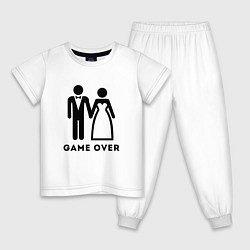 Пижама хлопковая детская GAME OVER МОЛОДОЖЕНЫ, цвет: белый