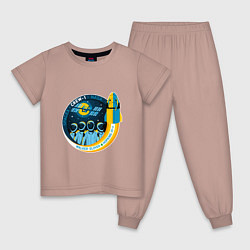 Пижама хлопковая детская SPACE X CREW-1, цвет: пыльно-розовый