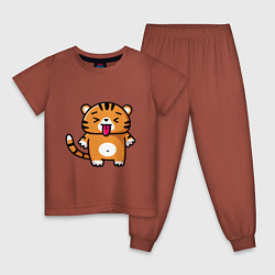 Пижама хлопковая детская Милый тигренок - символ года 2022, цвет: кирпичный