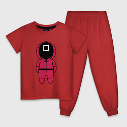Пижама хлопковая детская Игра с кальмарами, цвет: красный