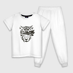 Пижама хлопковая детская Тигр Верь в свою силу, цвет: белый
