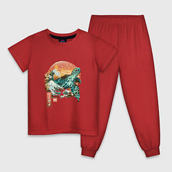 Пижама хлопковая детская Черепаха Япония, цвет: красный