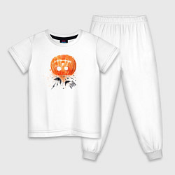 Пижама хлопковая детская Тыковка-огонек, цвет: белый