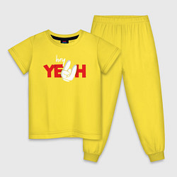Пижама хлопковая детская Hey Yeah!, цвет: желтый