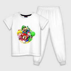 Пижама хлопковая детская Mario wii, цвет: белый