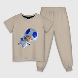 Пижама хлопковая детская Space Toad, цвет: миндальный