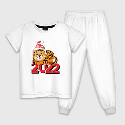 Пижама хлопковая детская Тигр Новый год 2022, цвет: белый