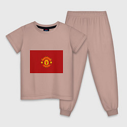 Пижама хлопковая детская Manchester United F C, цвет: пыльно-розовый