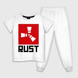 Пижама хлопковая детская Rust, цвет: белый