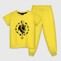 Пижама хлопковая детская Волки из легенд, цвет: желтый