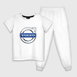Пижама хлопковая детская Volvo, логотип, цвет: белый