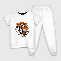 Пижама хлопковая детская Smiling Tiger, цвет: белый