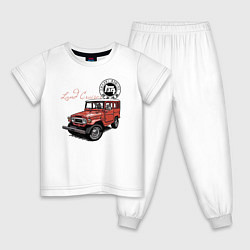 Пижама хлопковая детская Toyota Land Cruiser Retro, цвет: белый