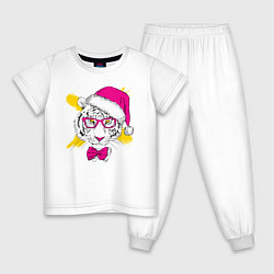 Пижама хлопковая детская Новогодний тигр 2022, цвет: белый