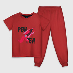 Пижама хлопковая детская Pew Pew Squid, цвет: красный