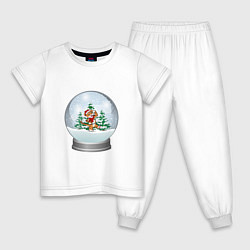 Пижама хлопковая детская Снежный шар с тигром, цвет: белый