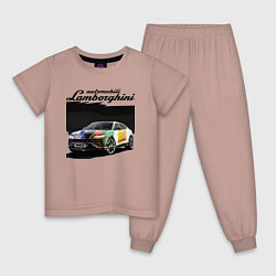 Пижама хлопковая детская Lamborghini Urus - это очень круто!, цвет: пыльно-розовый