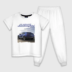 Пижама хлопковая детская Lamborghini Urus Sport, цвет: белый