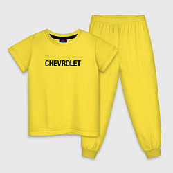 Пижама хлопковая детская Chevrolet Лого Эмблема спина, цвет: желтый