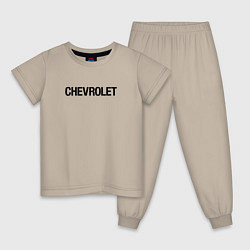 Пижама хлопковая детская Chevrolet Лого Эмблема спина, цвет: миндальный