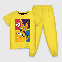 Пижама хлопковая детская Comics Пес Dog Yes Love, цвет: желтый