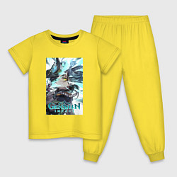 Пижама хлопковая детская Xiao из Genshin Impact Сяо, цвет: желтый
