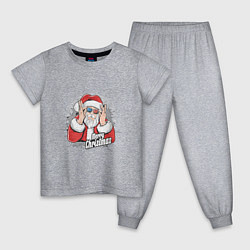 Пижама хлопковая детская Cool Santa, цвет: меланж