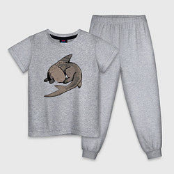 Пижама хлопковая детская Спящая акула, цвет: меланж