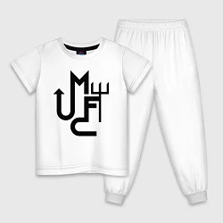 Пижама хлопковая детская Манчестер Юнайтед минимализм, цвет: белый