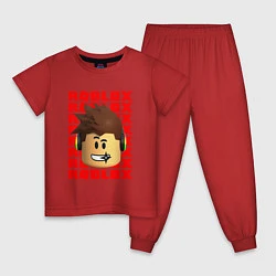Пижама хлопковая детская ROBLOX RED LOGO LEGO FACE, цвет: красный