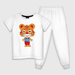 Пижама хлопковая детская Тигряша, цвет: белый