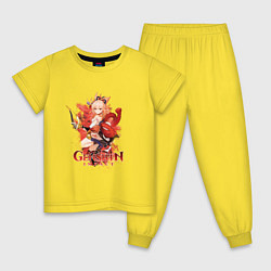 Пижама хлопковая детская Ёимия Yoimiya Genshin Impact, цвет: желтый