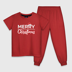 Пижама хлопковая детская Merry Christmas Счастливого Рождества, цвет: красный