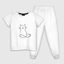 Пижама хлопковая детская Котик мяу, цвет: белый
