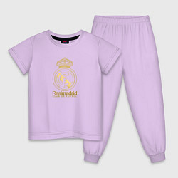 Пижама хлопковая детская Real Madrid gold logo, цвет: лаванда