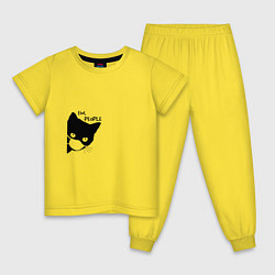 Пижама хлопковая детская Кот в маске, цвет: желтый