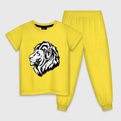 Пижама хлопковая детская Лев в наушниках, цвет: желтый