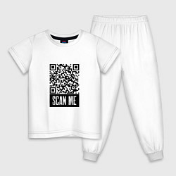 Пижама хлопковая детская QR Scan, цвет: белый