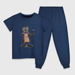Пижама хлопковая детская Сова-повар, цвет: тёмно-синий