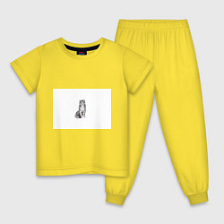 Пижама хлопковая детская Сидящая белая тигрица, цвет: желтый